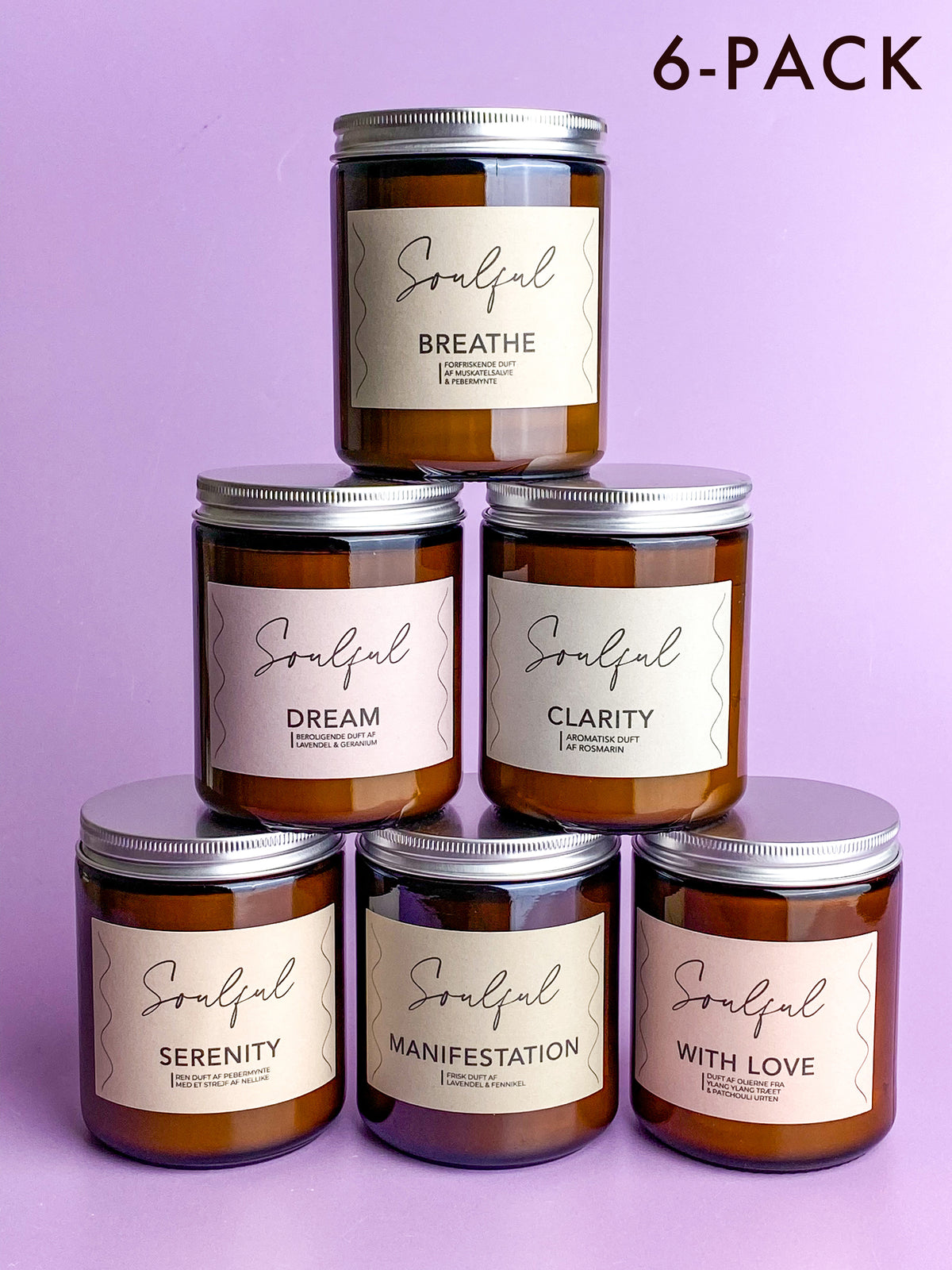 Aromaterapiljus av soja 6-pack - »En av varje« | Doftljus