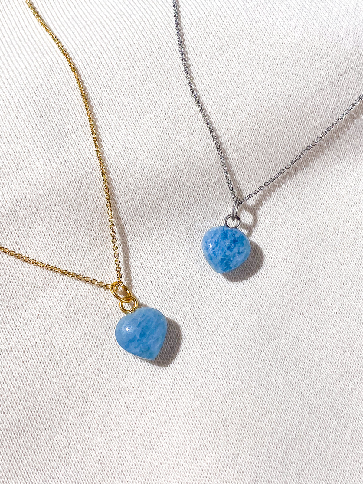 Akvamarin MINI Hjärta Halsband - Mörk