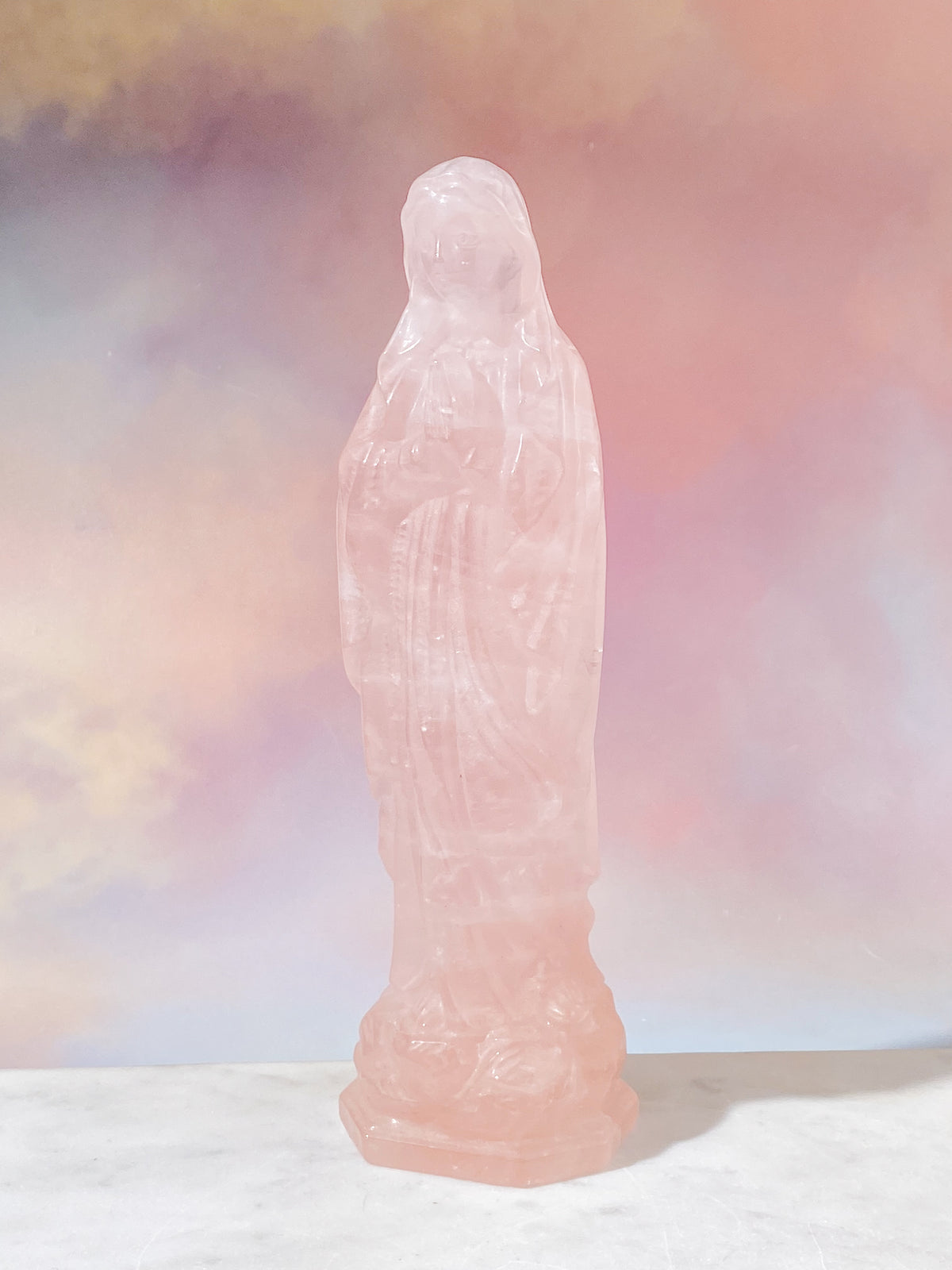 Jättestor Rosenkvarts Madonna (Nr. 4)