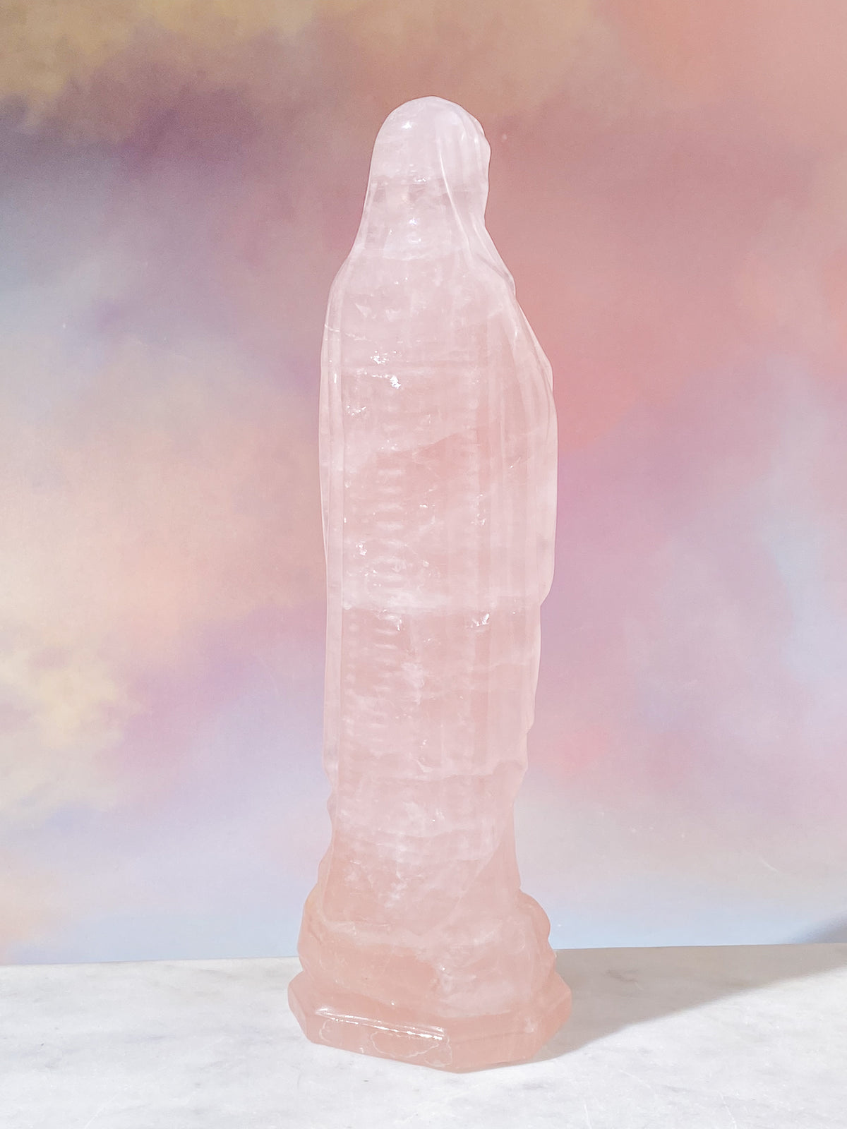 Jättestor Rosenkvarts Madonna (Nr. 4)