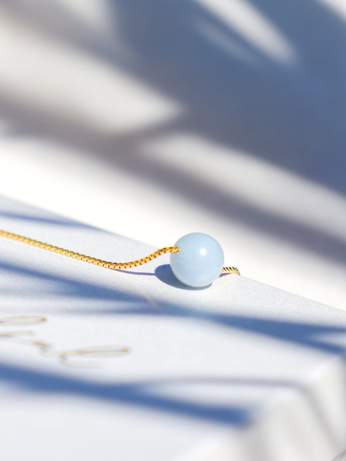 Akvamarin - Petite Heart - Guld