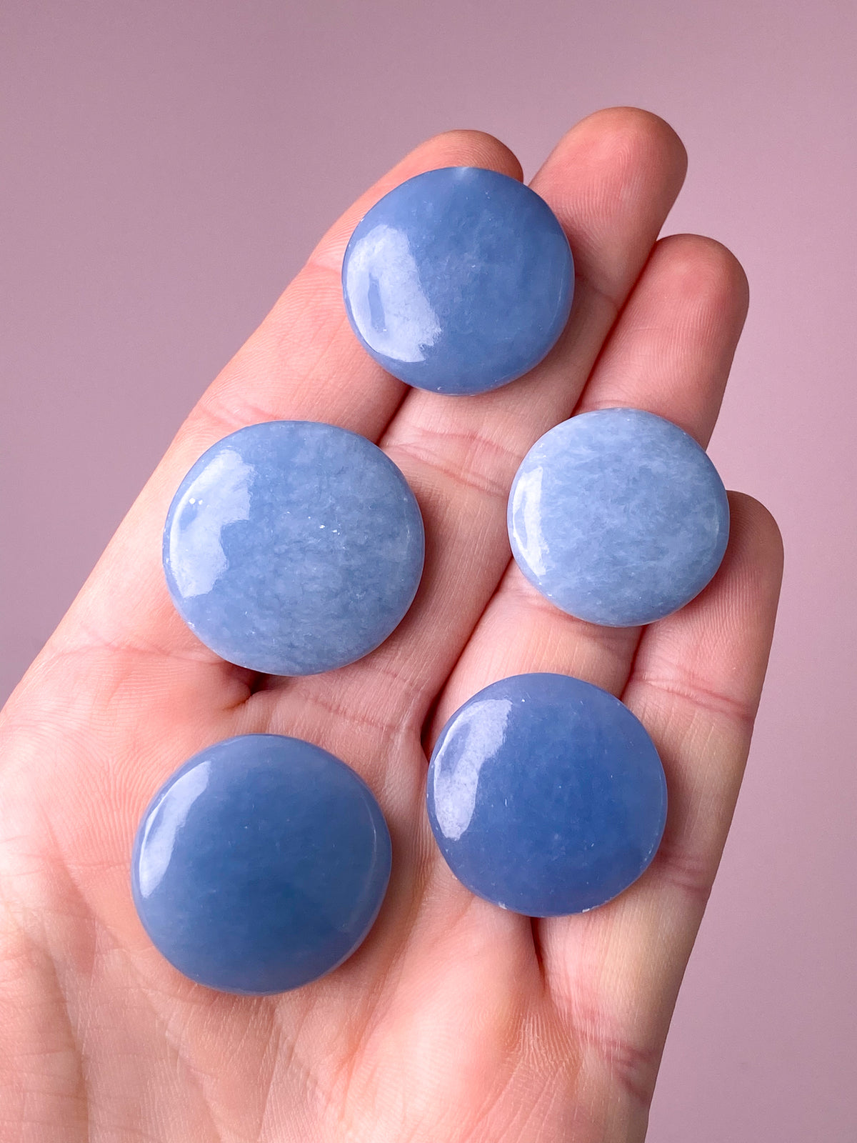 Angelite Mini Disc (Platpolerad Pocket Stone)