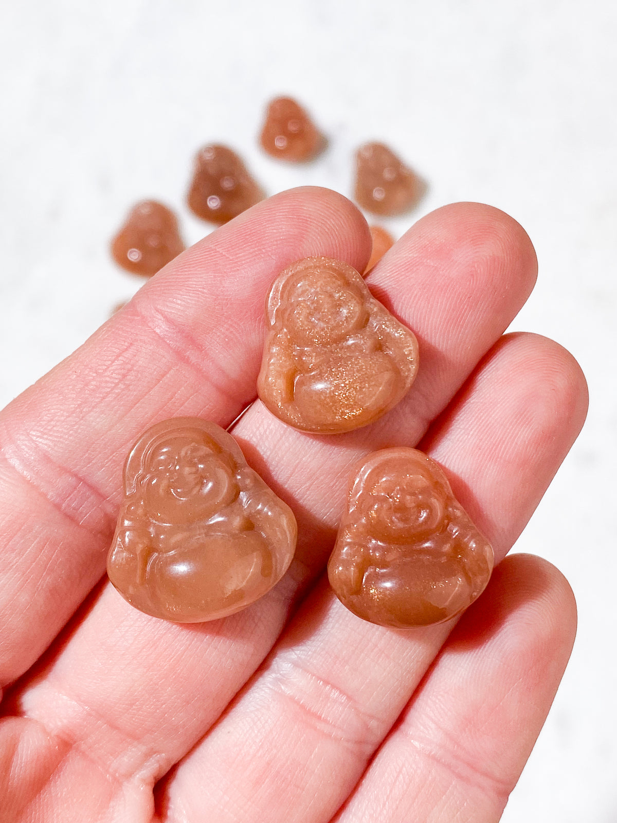 Persika Månsten Med Solsten Mini Buddha