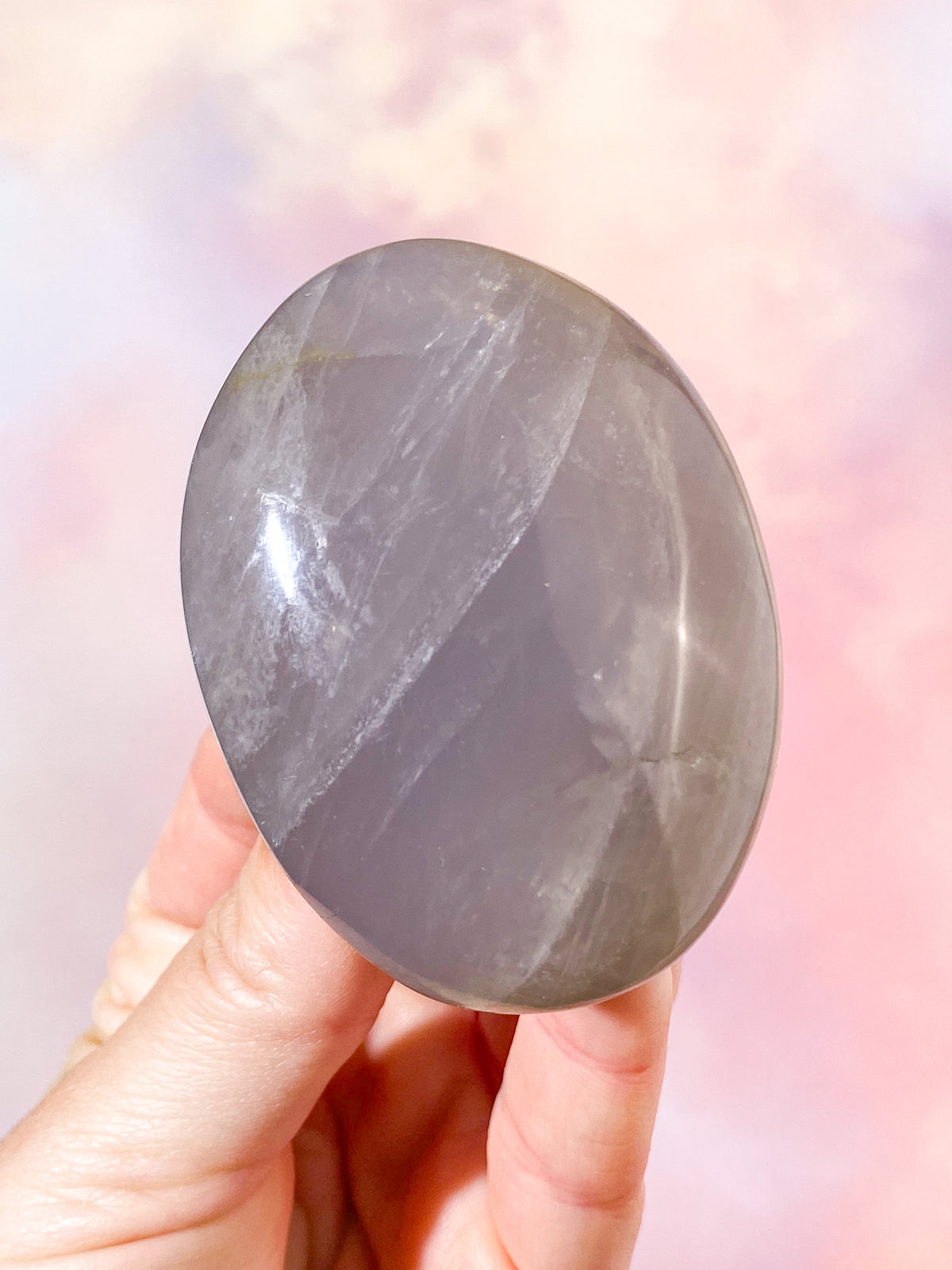 Blå Rosenkvarts Palmstone (Nr. 1)