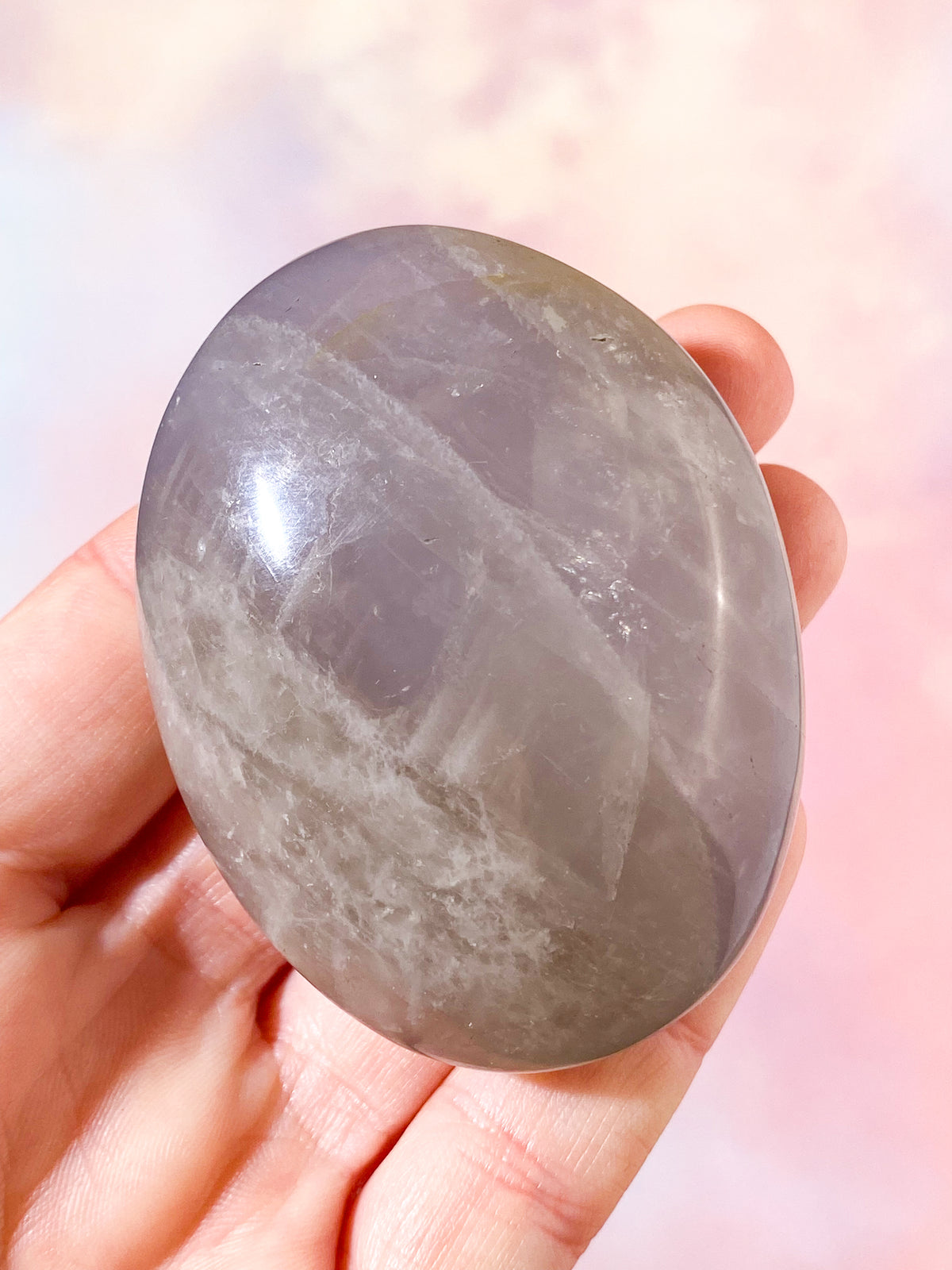 Blå Rosenkvarts Palmstone (Nr. 1)