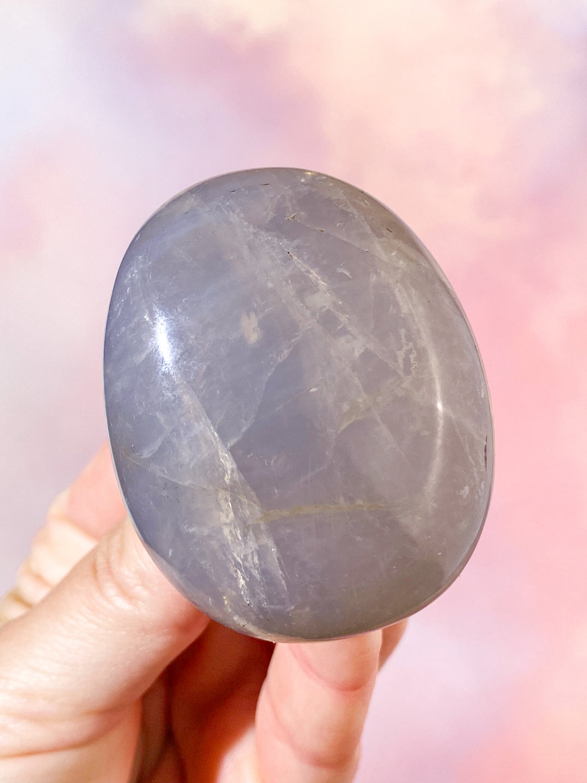 Blå Rosenkvarts Palmstone (Nr 2)