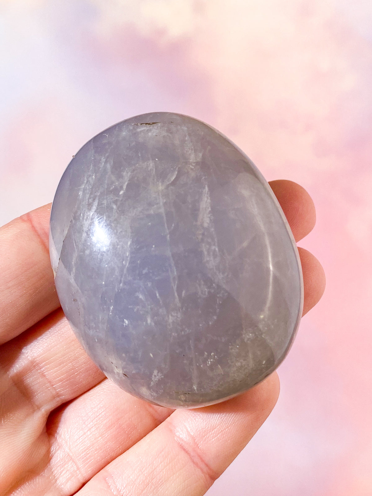 Blå Rosenkvarts Palmstone (Nr 2)