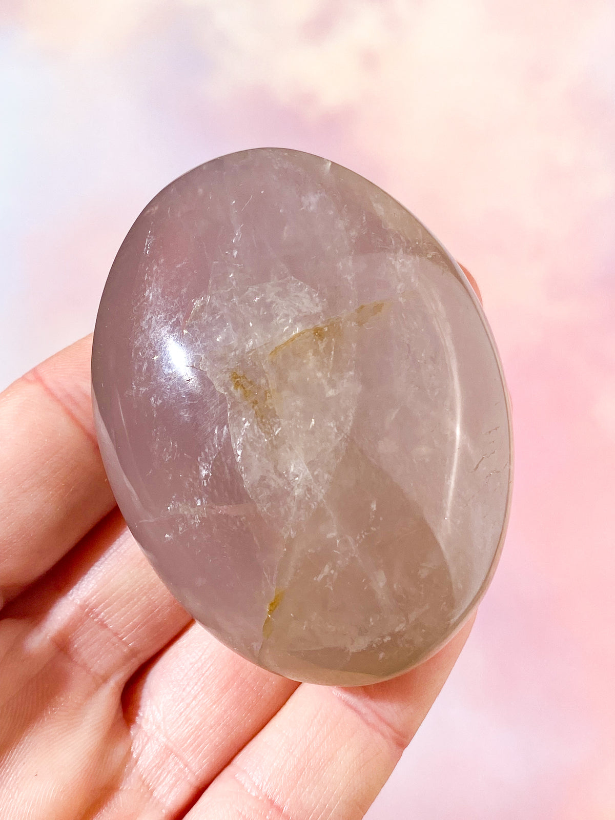 Blå Rosenkvarts Palmstone (Nr. 3)