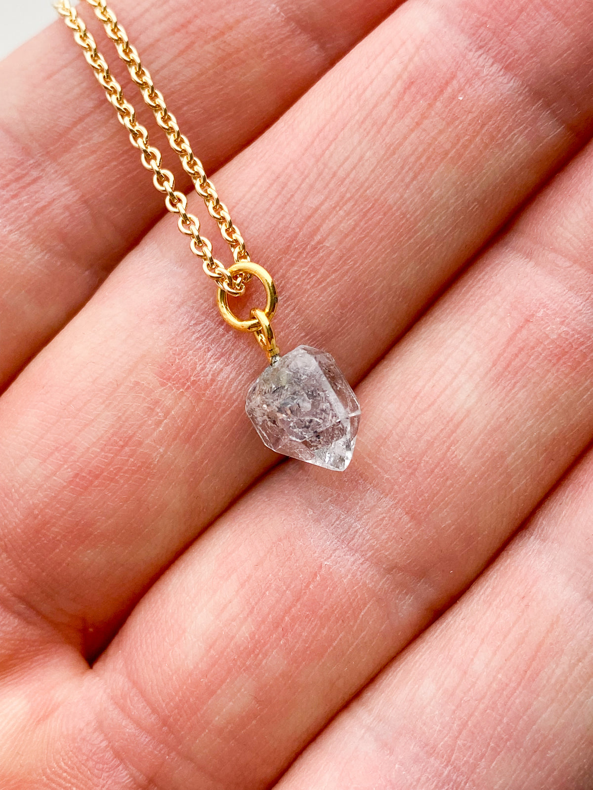 Akvamarin - Petite Heart - Guld