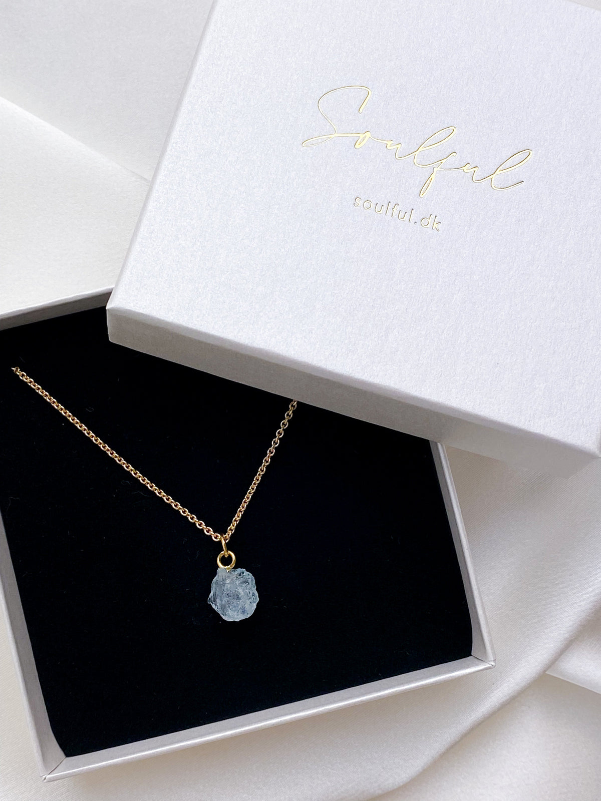 Akvamarin - Petite Heart - Guld