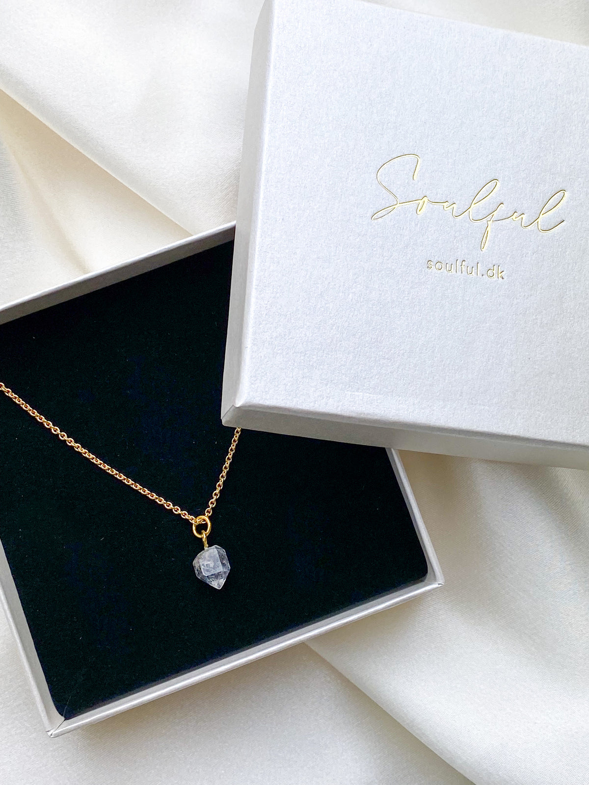 Akvamarin - Petite Heart - Guld