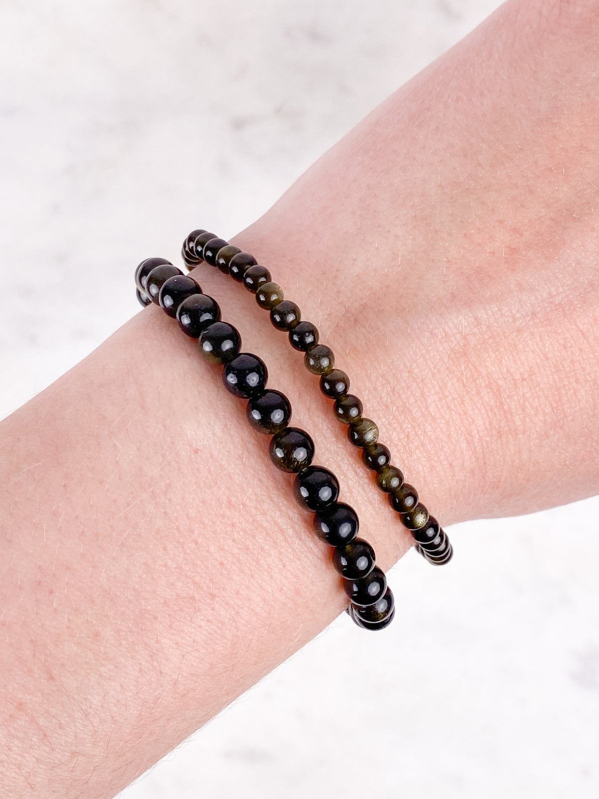 Guld Obsidian armband