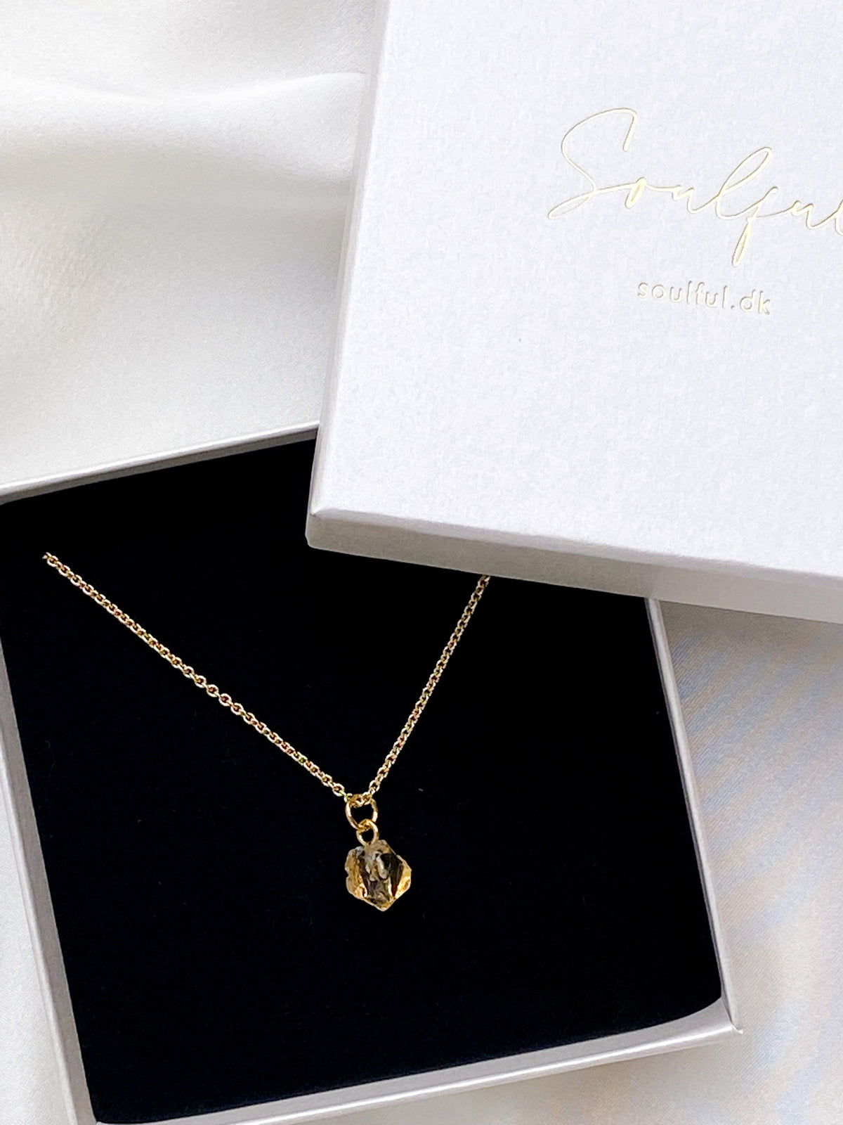 Akvamarin - Petite Heart - Guld