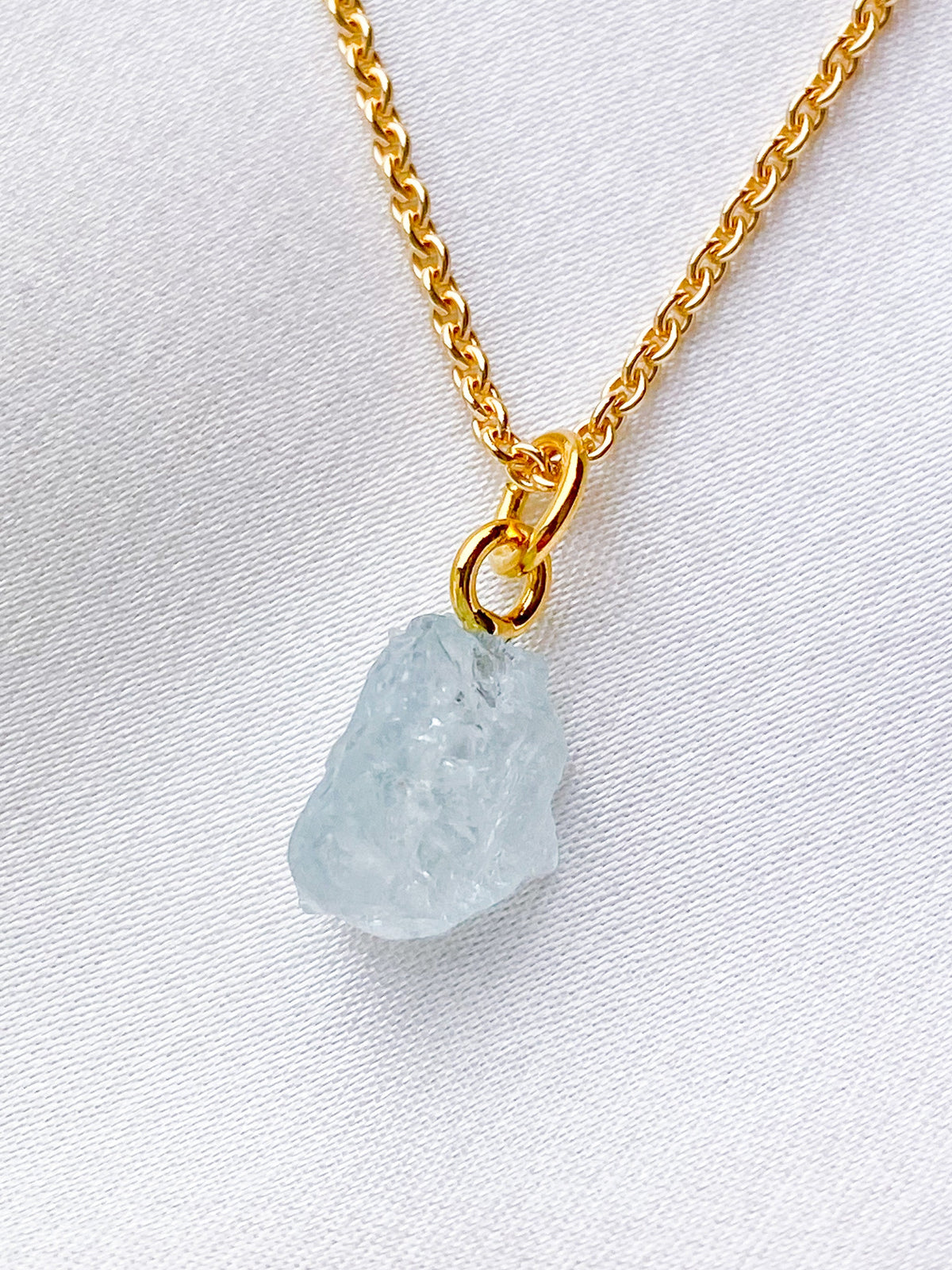 Akvamarin - Petite Heart - Guld