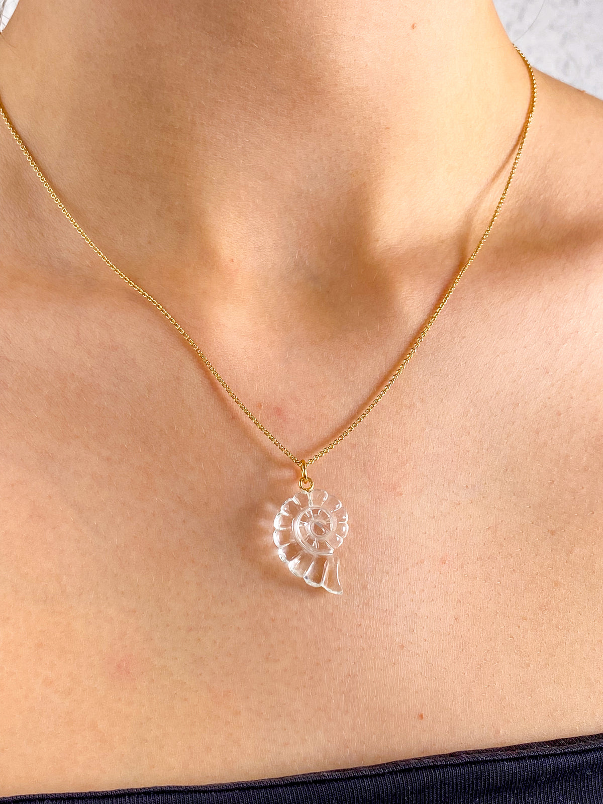 Ammonit Halsband - Bergkristall