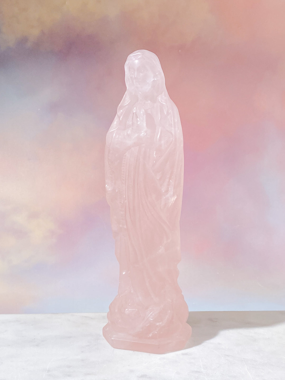 Jättestor Rosenkvarts Madonna (Nr. 3)