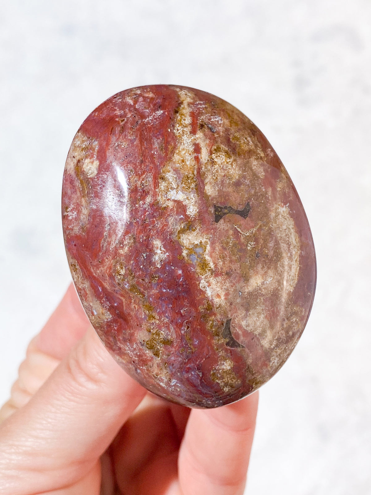Röd ocean jaspis palmstone (nr 4)