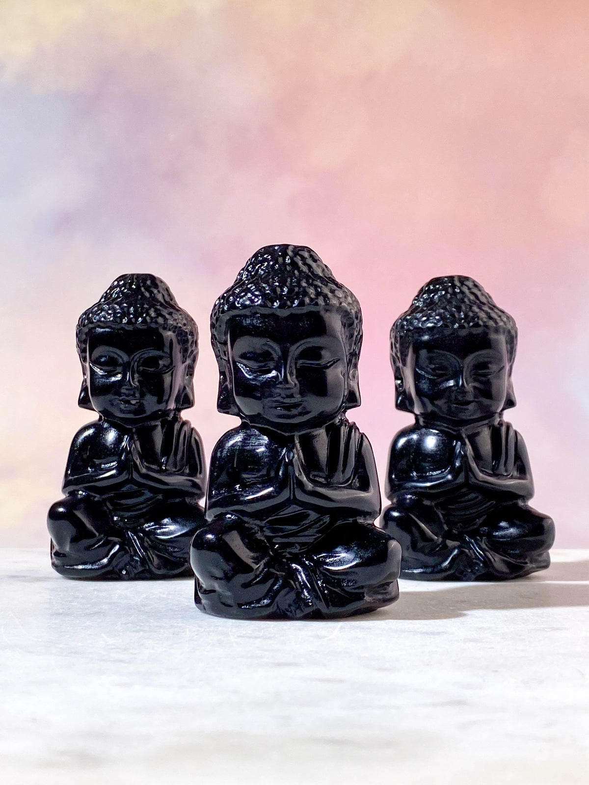 Svart Obsidian Buddha