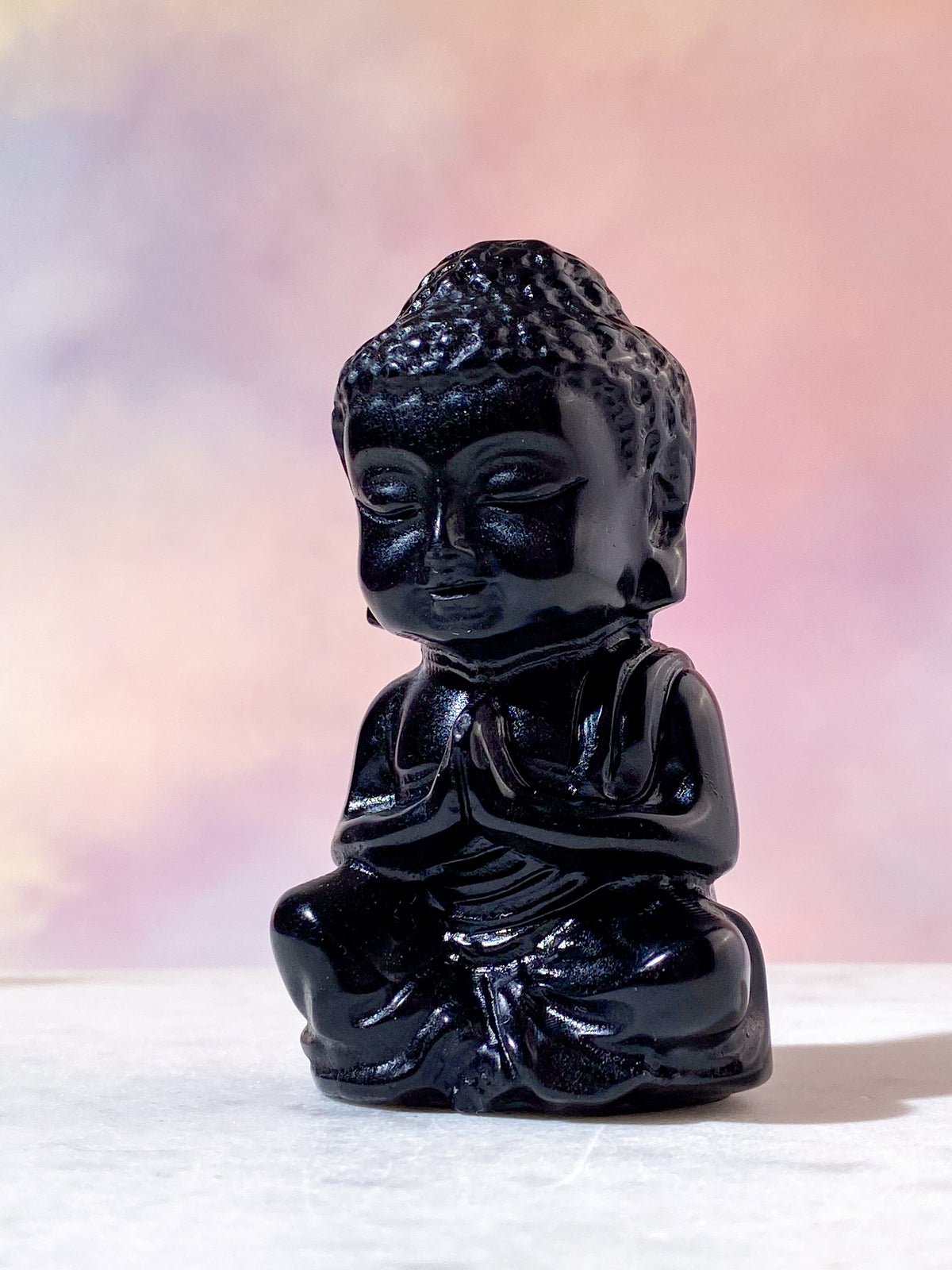 Svart Obsidian Buddha
