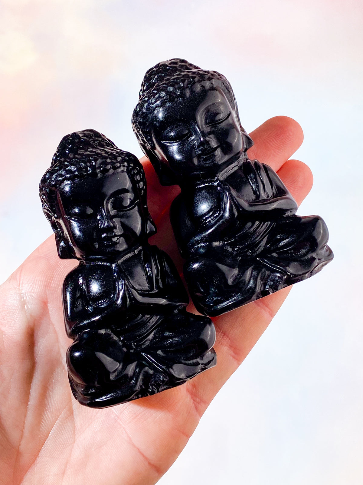 Svart Obsidian Buddha