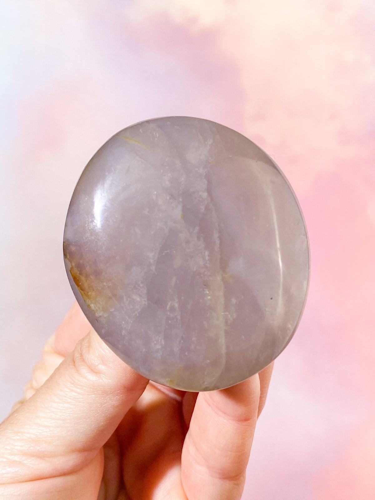 Blå Rosenkvarts Palmstone (Nr. 4)