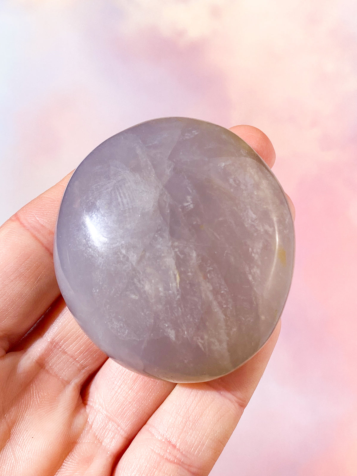 Blå Rosenkvarts Palmstone (Nr. 4)